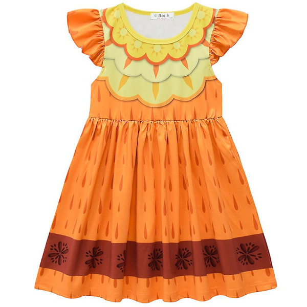 Flickor Mirabel Disney Encanto Madrigal Prinsessklänning Karneval Barn Cosplay Kostym-C 6-7 Years