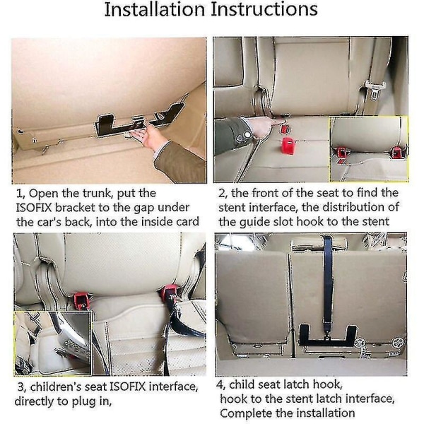 Universal Bilbarnestolbeslag Monteringssæt Kompatibel med Isofix Bælteforbindelse, Sort -hg