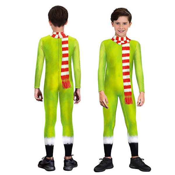 Julgrinch Cosplaydräkt för barn 4-9 år, Jumpsuit för flickor och pojkar, Festkläder, Bodysuit, Present - A 4-5 Years