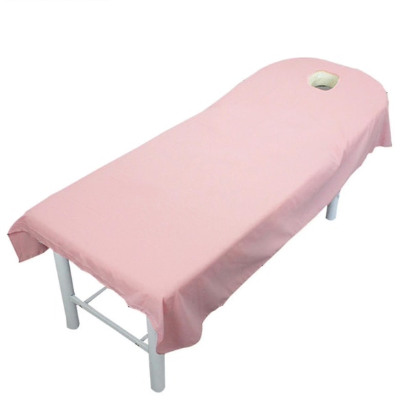 Massasjebordlaken med ansiktshull Vaskbart Gjenbrukbart massasjebordtrekk Pink 120cmx190cm Opening