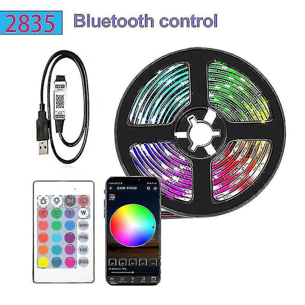 20m Led-ljus Bluetooth Rgb-ljus Led-tejpljus med 44-tangenter fjärrkontroll Musiksynkronisering Färgskiftande Led Mood Strip Fule53 -ES 15M Full Set 2835 24key BT plug