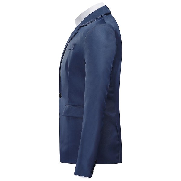 Yynuda Miesten Business Casual Klassinen lovettu käänne, kaksinkertainen jaettu puhdas väri, yksinapillinen pukutakki 11 väriä Navy XL
