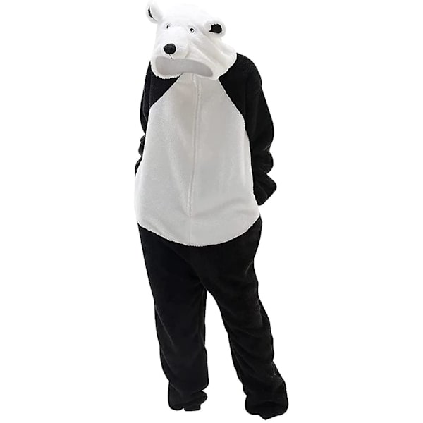 Unisex Adult Bear Sleepwear Onesie Winter Pocket Loose Funny Thicken Pyjama -ge white L