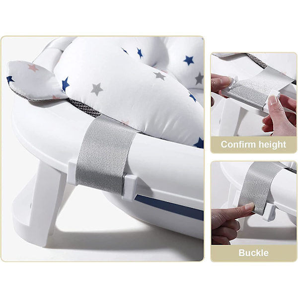 Universal Nyfødt Baby Bade Net Justerbar Anti-Slip Badekar Støtte Foldbar Brusebad Sæde