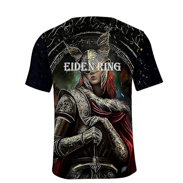 Elden Ring Trykt Sommer Casual T-shirt Top til Kvinder og Mænd A 2XL