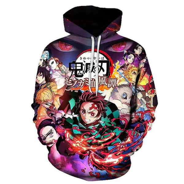 Demon Slayer Anime Hoodie for Voksne Tanjirou Nezuko 3D-trykk Hettegensere Topp Genser Gaver C M