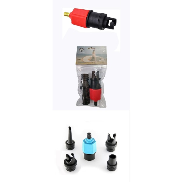 Uppblåsbar Sup Pump Adapter Kompressor Luftventil Omvandlare Med 4 Luftventil Munstycken Red