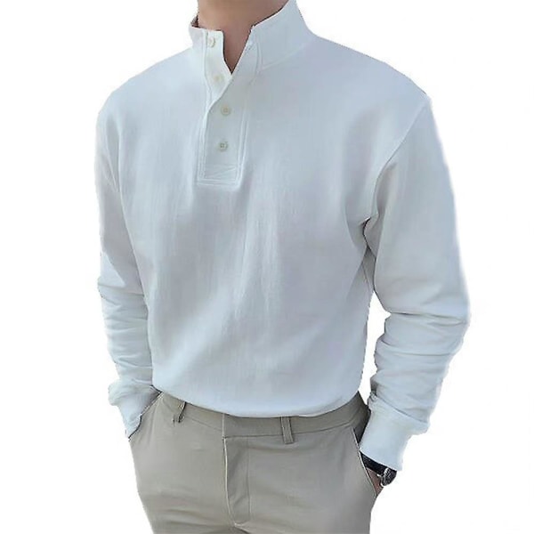 Hvit skjorte med stående krage for menn - formell, business, slim fit White 2XL