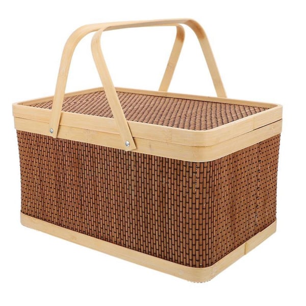 Bambus Picnic Kurv, Bærkurv, Hjemmekøkkenkurv, Soveværelsesbordkurv