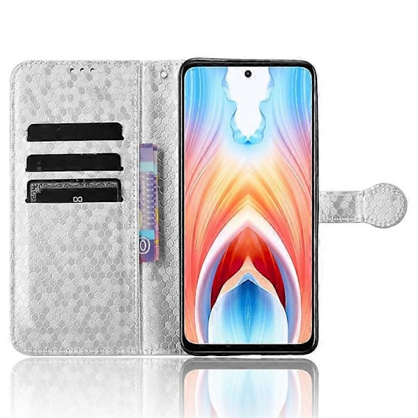 Yhteensopiva Oppo A79 5G / A2 5G magneettinen puhelinkotelo nahkaa, kohokuvioitu pistekuvio Silver