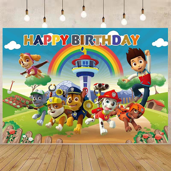 Paw Patrol -taustakangas poikien syntymäpäiväjuhliin, valokuvausbanneri, koristeet