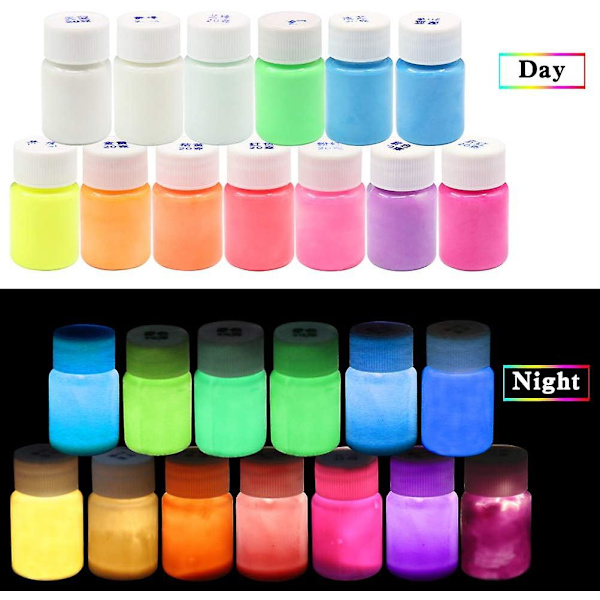 Glow-in-the-Dark Malingsett Selvlysende Fosforescerende Maling Selvlysende Fargestoff For Vegg Kroppsmaling hg