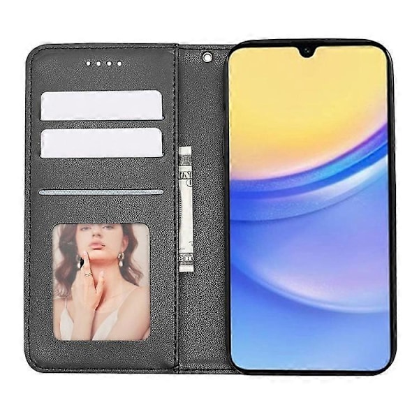 Kompatibelt Plånboksfodral för Samsung Galaxy A26 5G, Stark Magnetisk Rutmönstrad Prägling Läder Flipfodral Black