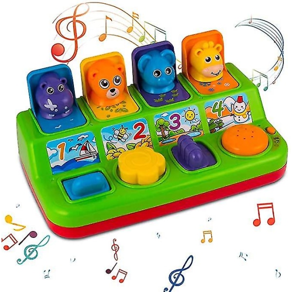 Interaktiv Animal Pop Up-leksak med musik, djurljud -ES