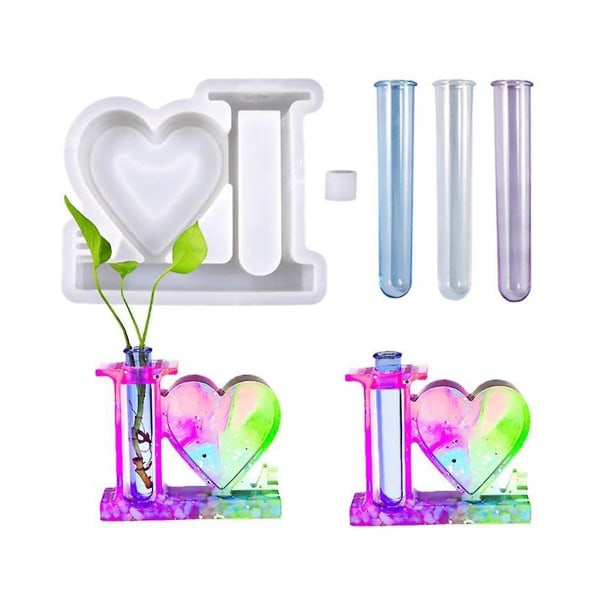 Hjerteformet Silikonform til Harpiks, Kærlighedsform, Epoxybillederamme, Plantevase, Harpiksform White