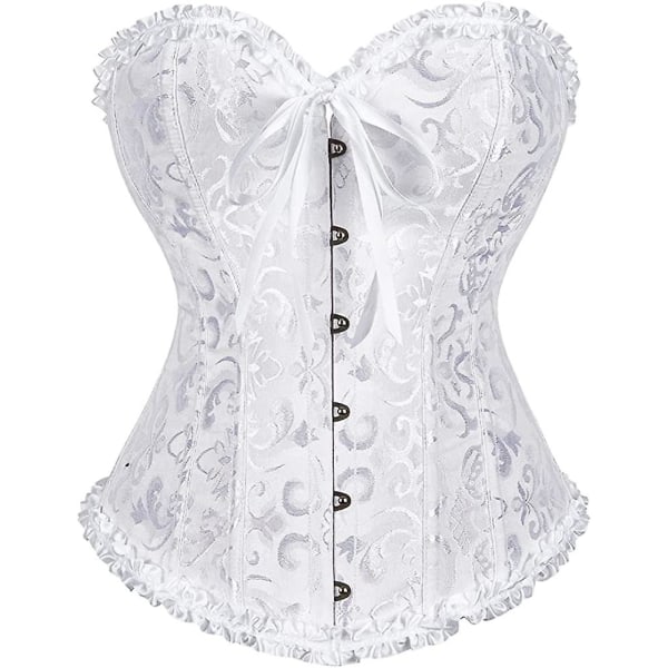 Szivyshi Dame Overbust Sweetheart Lace Up Plastic Bones Corsett Bustier Top -ge White **L