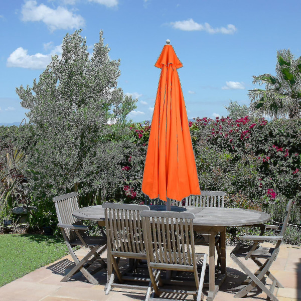 3m Rund Hage Parasoll Paraply Utendørs Patio Solskjerm Baldakin 3m 6/8x Arm red 2.7m 6bones