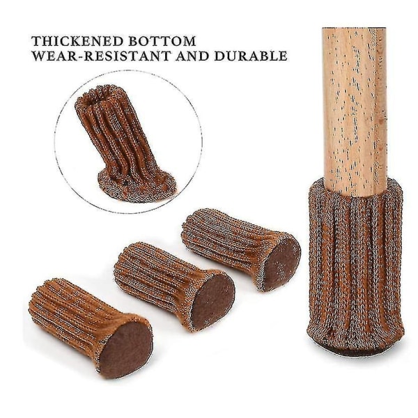 16-pack stolbensskydd Stickade möbelstrumpor Brown