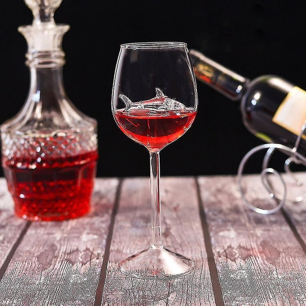 Rødvin Glass med Hai Inni Goblet Glass Klart Glass Hjem Bar Fest 6pcs