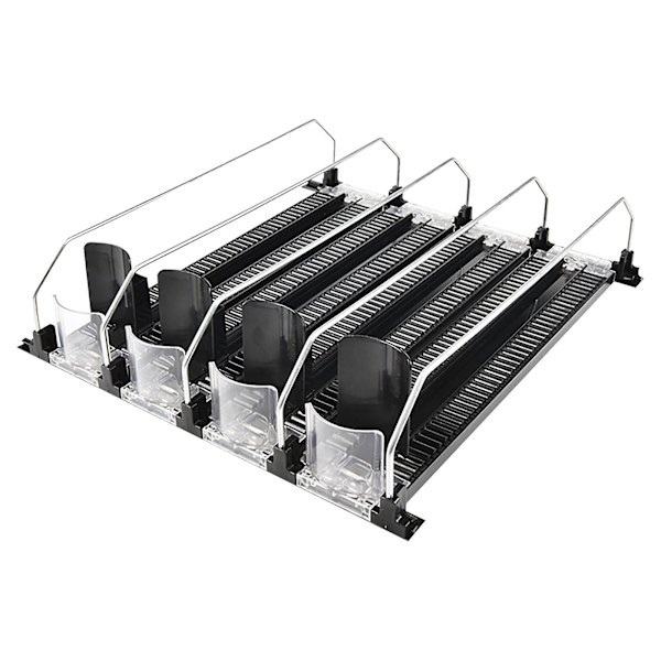 4-pack Supermarknadsfrys Dryckspusher Kylskåpsdryckshyllor Automatisk Dryckspusher -hg Black L