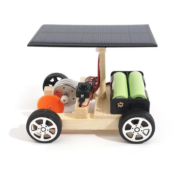 DIY Solar Hybrid Electric Vehicle Trämonterad Science Model med laddningsbart batteri
