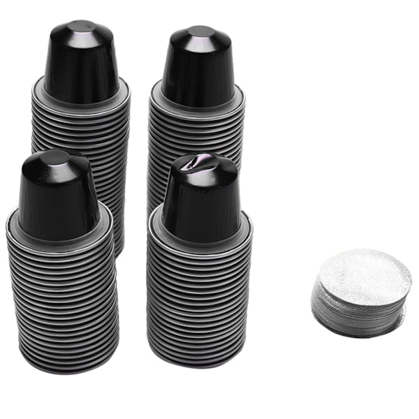 100 Set Påfyllningsbara Kaffekapselkoppar Engångs Nespresso Pod för Nescafe Automatisk Kaffemaskin Matförpackning Café Tillbehör