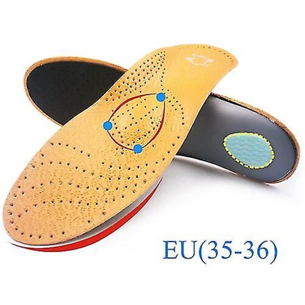 Nahkainen ortoottinen pohjallinen litteille jaloille Arch Support Ortopediset kengät Pohjapohjat jaloille Miehet Naiset Lapset O/x Jalkakorjattu EU 35 to 36