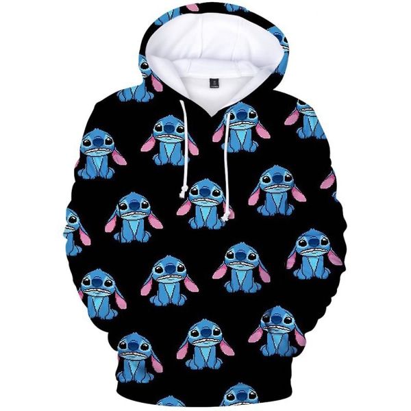 Børne Hoodie med Lilo & Stitch Tegneseriemotiv - Casual & Sportslig - 5-10 År Black Stitch 7-8 Years