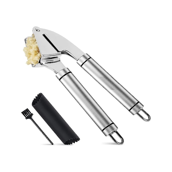 Press i Rostfritt Stål för Malning och Krossning med Silikonvals Peeler. Rostfri, Lätt att Pressa, Diskmaskinsäker As Shown