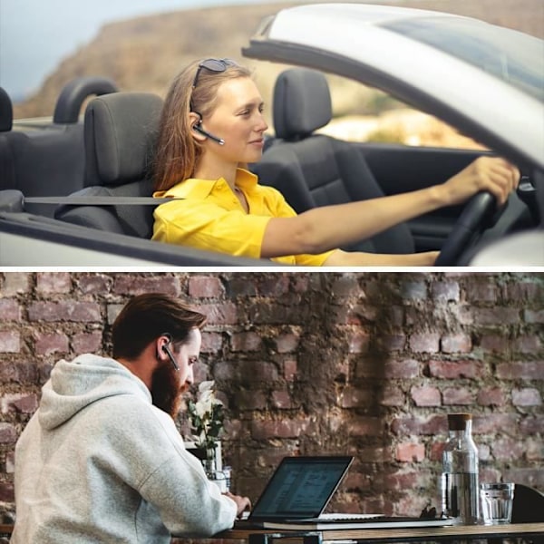 Trådløse Bluetooth 5.1 øretelefoner med håndfri støydemping HD-mikrofon for alle smarttelefoner - Svart