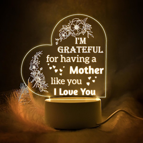 Mors dag presenter Födelsedagspresenter kompatibel med mamma Akryl USB power graverad nattlampa -ES 5