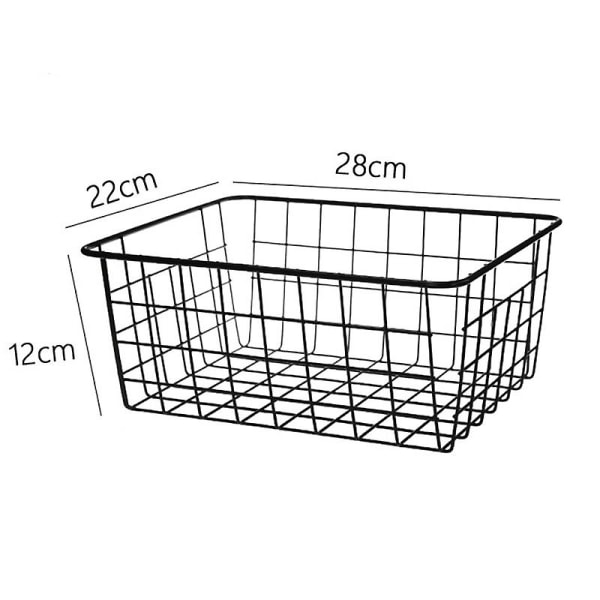 Hule Iron Wired Kurv, Kurve Metal Kurv Uden Interlining Badeværelse Køkken Organizer Sort