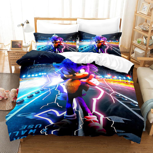 Cartoon Sonic Home Textile Duvet Cover Pillow Cover Style 25 210*210three-piece