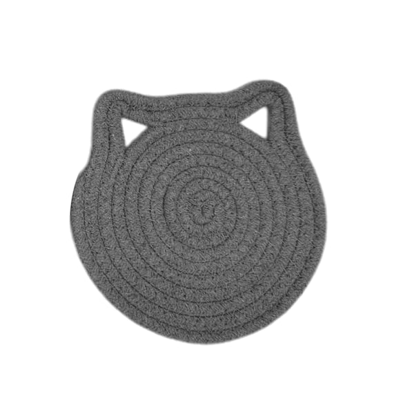 Skålmatta miljövänlig värmeisolering kattöronformad te kaffekopp underlägg för kaféer-mörkgrå 18 cm - mörkgrå