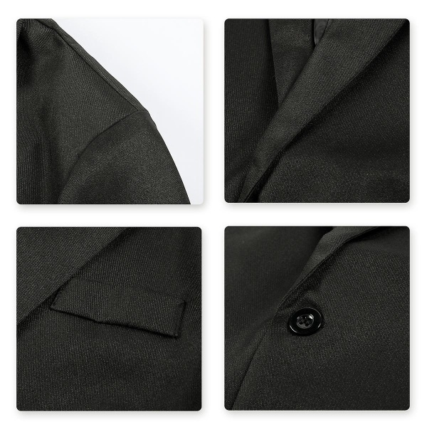 Yynuda Herr Business Casual Klassiskt Naggslag Lapel Dubbel Split Pure Color Enknapps kostymjacka 11 färger Black XL