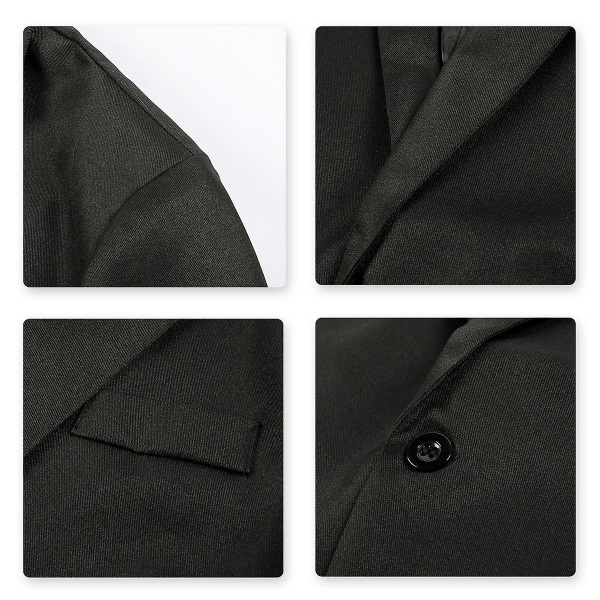 Yynuda Herre Business Casual Klassisk Hakk Lapel Dobbel Splitt Pure Color Enknapps dressjakke 11 farger Black M