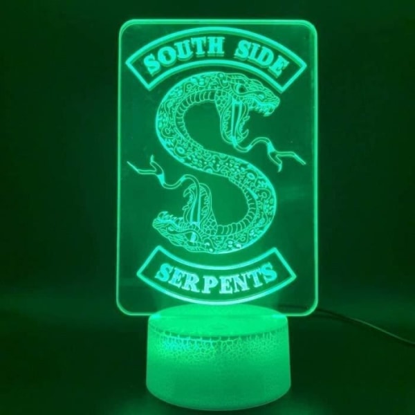3D Illusion Led Natlampe Riverdale Gave Snake Logo Kontordekoration Skrivebordslampe South Serpent Sign Børn Natlys -h