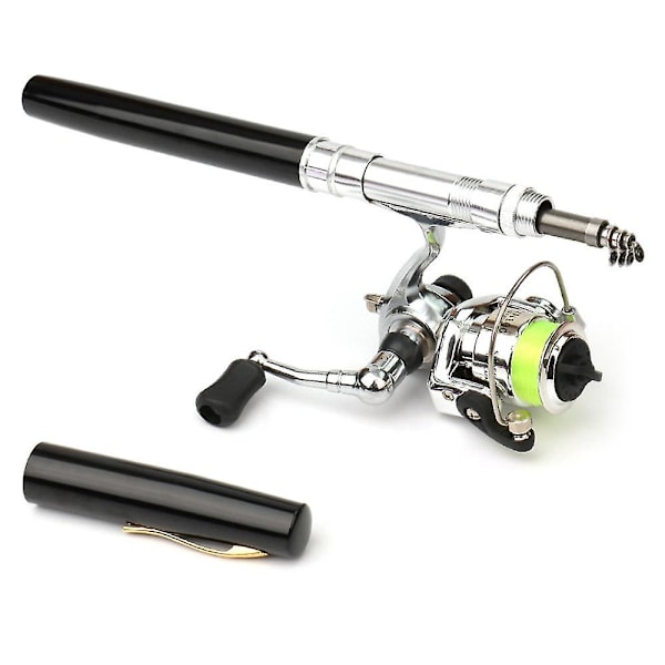 1M / 1.4M Lomme-sammenleggbar Fiske Stang Snelle Combo Mini Penn Fiske Stangsett Teleskopisk Fiske black 1.4M