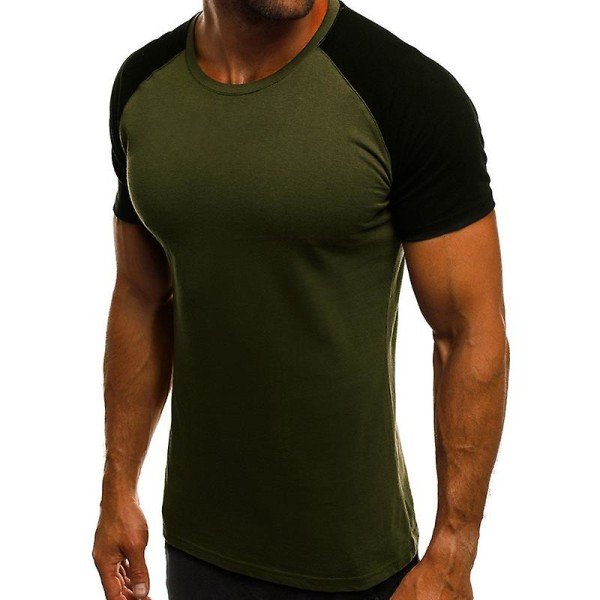 Mænds Trænings T-shirt Sports Kortærmet Toppe Army Green 2XL