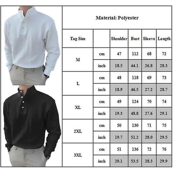 Herrar Stående Krage Henry Neck Skjorta Solid Formell Business Toppar Dark Grey 3XL