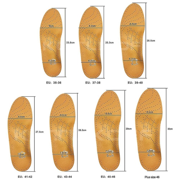 Læder Ortopædiske Indlægssåler til Flade Fødder, Buestøtte, Ortopædiske Sko, Såler til Fødder, Mænd, Kvinder, Børn, O/X Ben Korrigeret EU 45 to 46