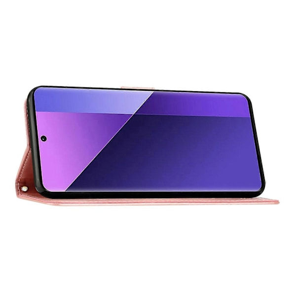 Læder Wallet Case med Sommerfugl og Blomster til Samsung Galaxy S25 Edge med Rem Multicolor Rose Gold