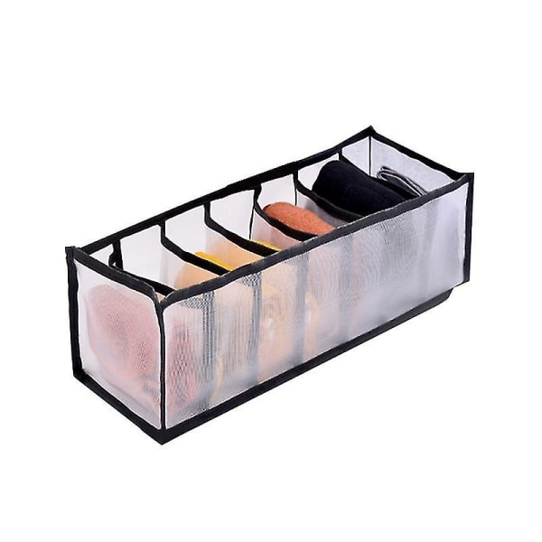 2 stk Tøj Organizer Opbevaringsboks Sammenfoldelig Undertøj Organizers Opbevaringsdeler Skuffe Organizer Jeans Garderobe Organiser Black 7 Grids