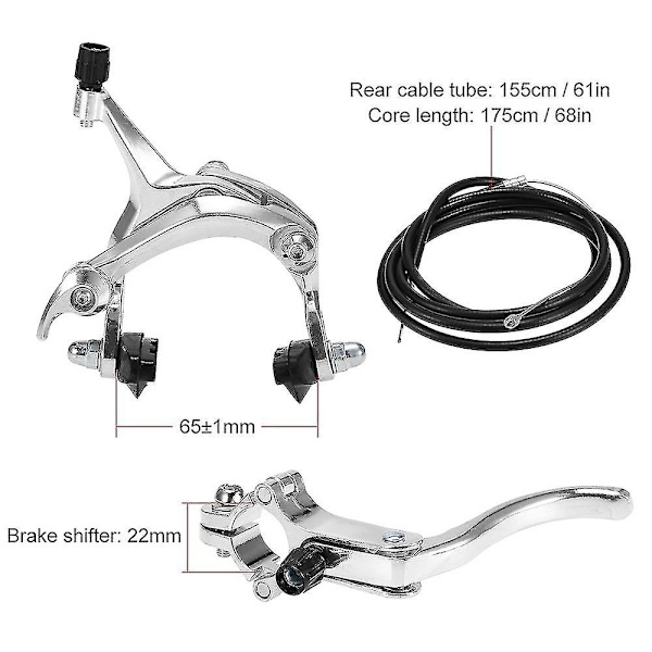Etu- / Takajarrusarja Kiinteävaihteiselle Pyörälle, Maantiepyörälle, Cruiser-Pyörälle, Sivuvetoinen Jarrusetti silver Front brake set