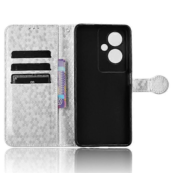 Kompatibelt för Oppo A79 5G / A2 5G Magnetiskt Telefonfodral Läder Präglat Prickmönster Skydd Silver