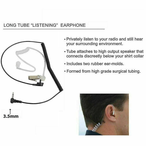 3,5 mm politi lytter kun akustisk rør øreplugg hodesett for Motorola høyttaler Mic -ge