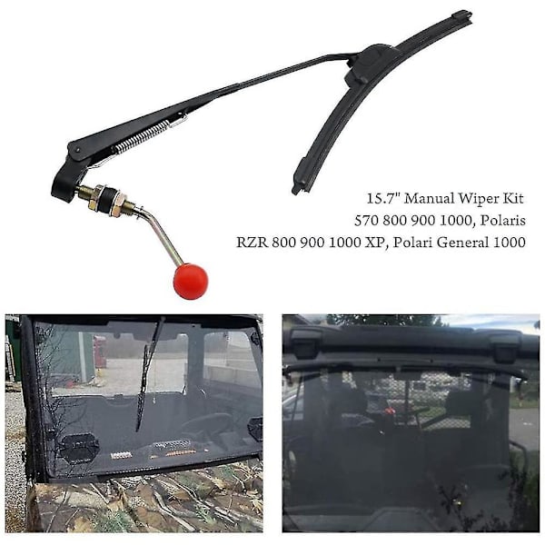 350x400mm Manuell Utv Vindrutetorkare 15,7 tums torkarsats kompatibel med Polaris Rzr 800 900 1000 Can Am -HG