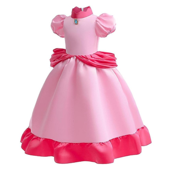 3-9 År Jenter Prinsesse Peach Cosplay Kostyme Kjole Ballkjole Halloween Cosplay Klesoppgradering Gaver 6-7 Years