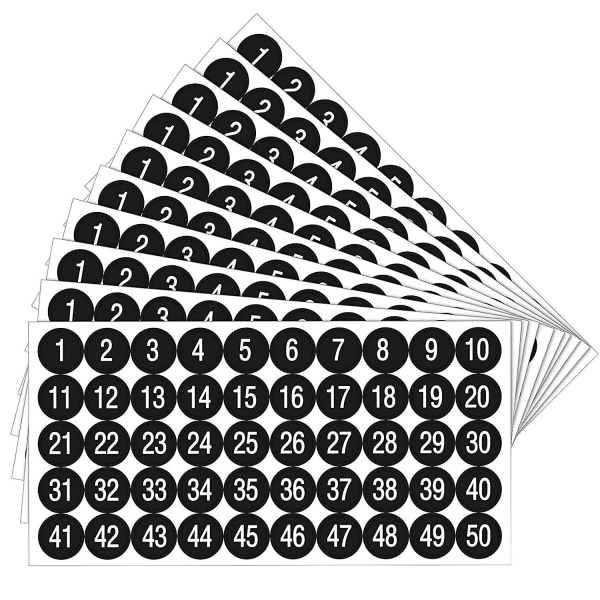 20 stk 1 til 50 nummer klistremerker fortløpende nummer klistremerker 1 tommers selvklebende klistremerke for inventarklasse black