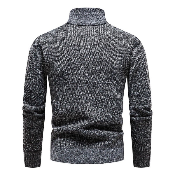 Genser med høy glidelås for menn med lange ermer, strikket genser Dark Grey M
